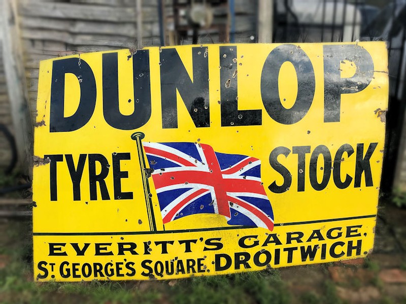 Original enamel Dunlop tyre stock sign