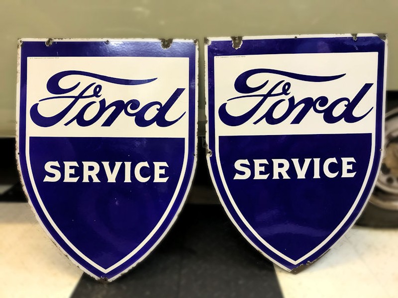 Original single sided Ford Service shield enamel signs