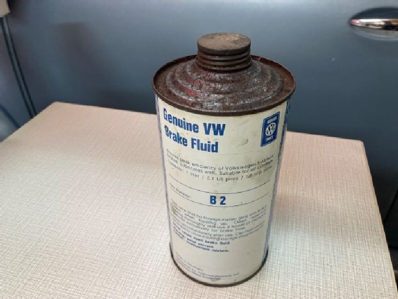 Rare vintage Volkswagen brake fluid tin