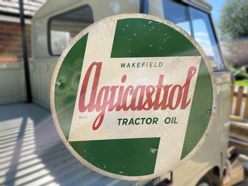 Original 24 inch Wakefield Agricastrol tractor oil sign
