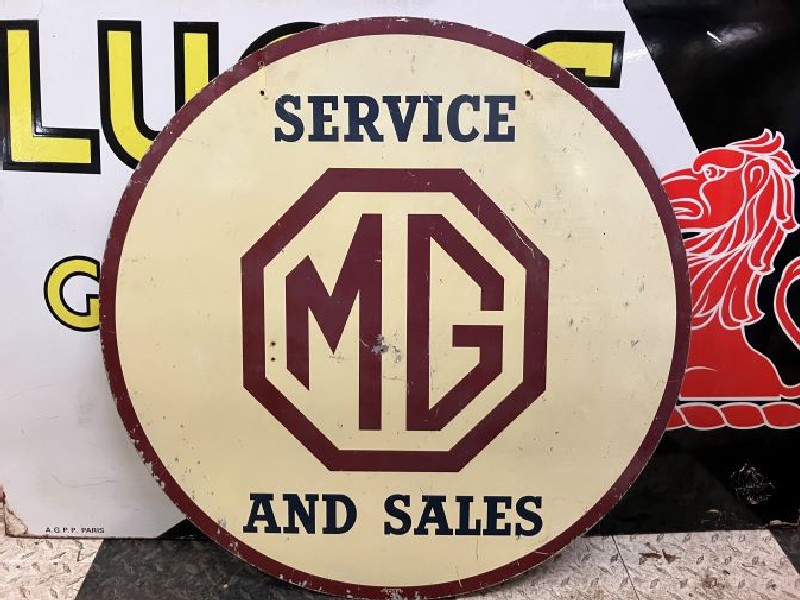 Double sided MG service and sales tin sign by Franco