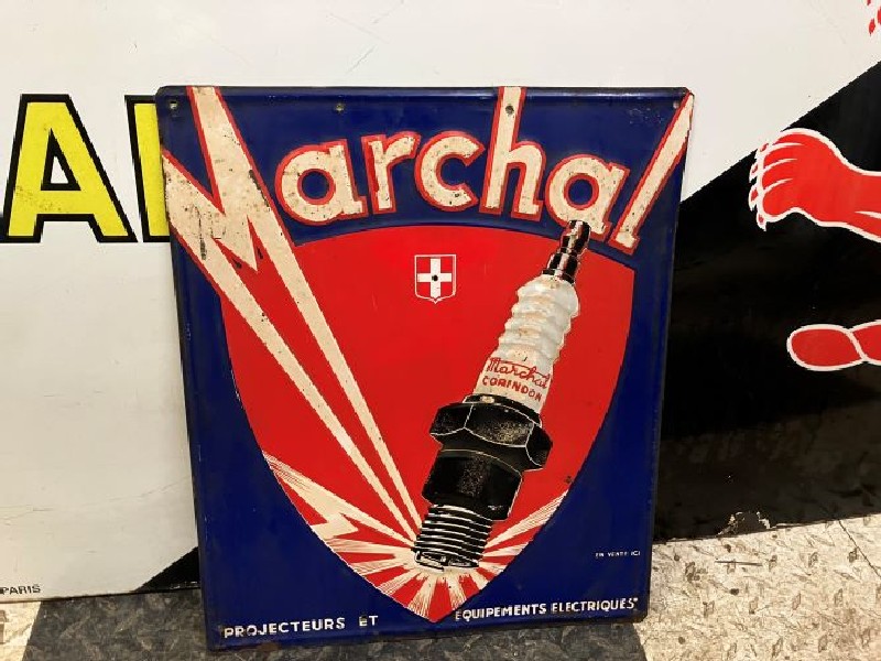 Embossed Marchal spark plug tin sign