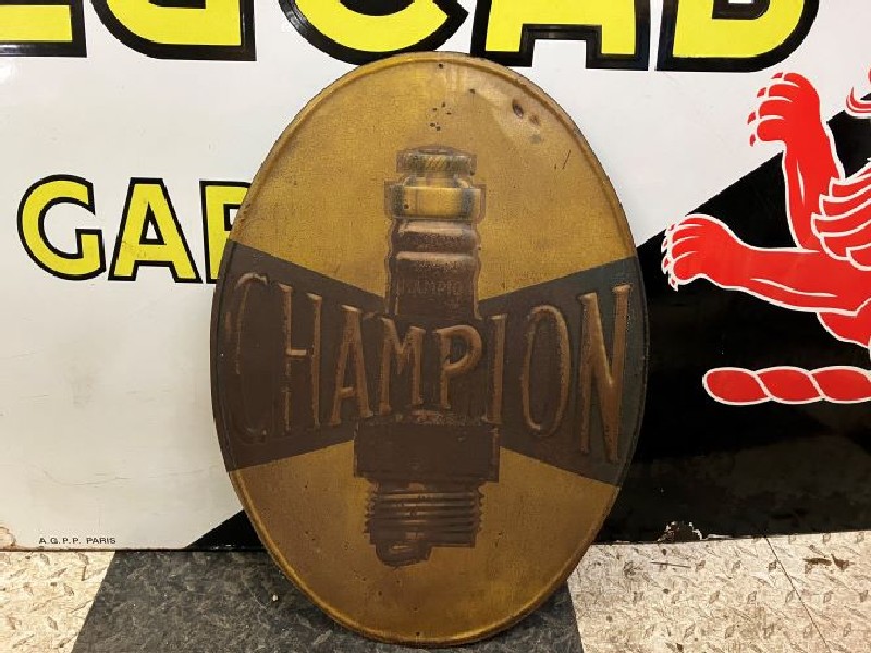  Embossed Champion spark plug tin sign