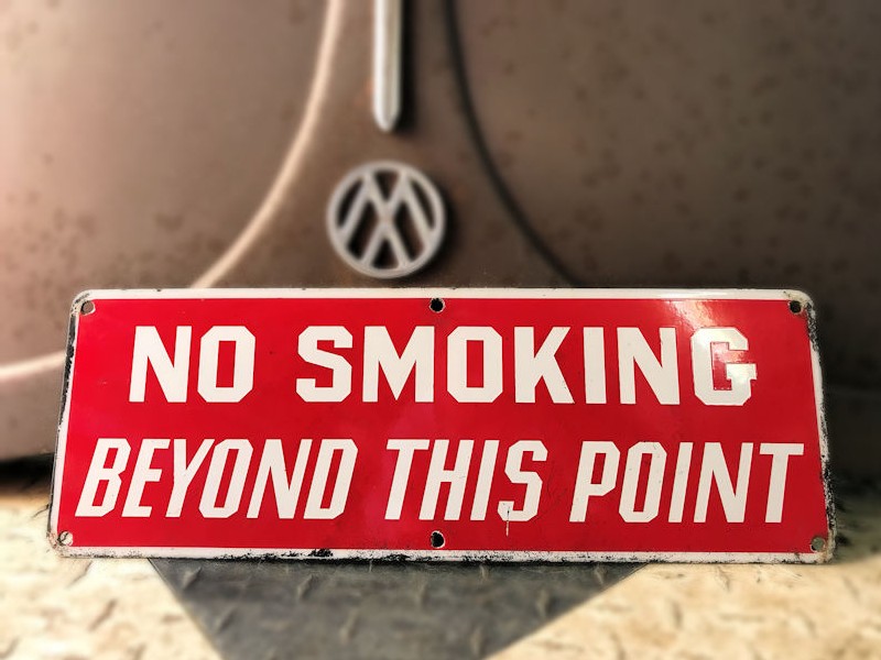 Original enamel No Smoking Beyond This Point sign