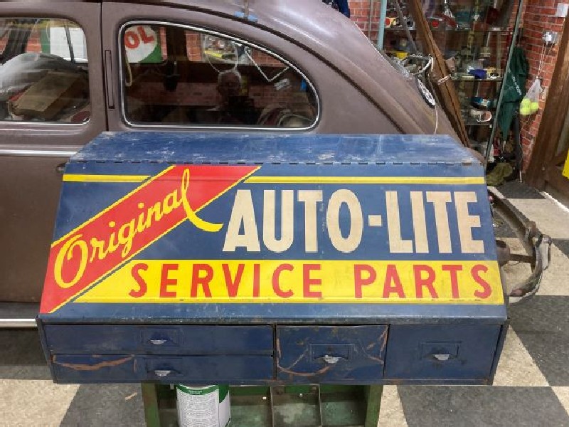Rare Auto Lite service parts cabinet