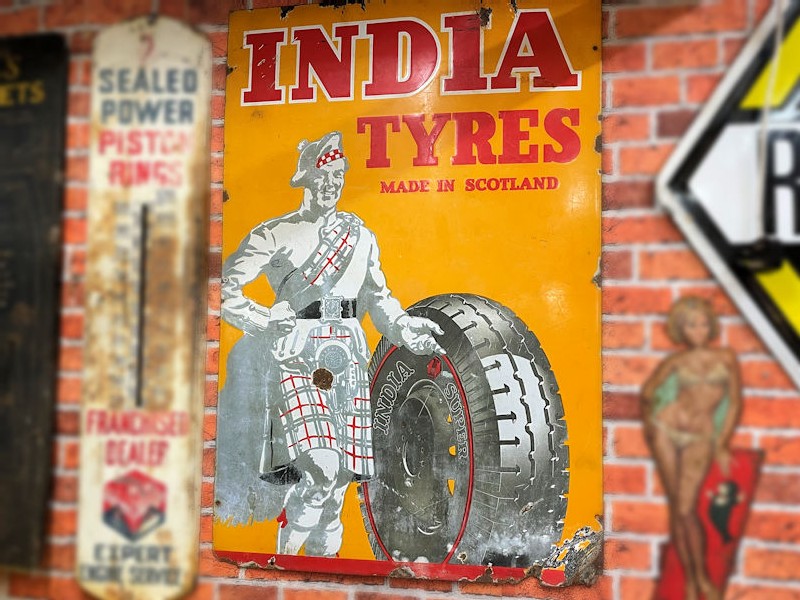 Rare enamel India Tyres sign