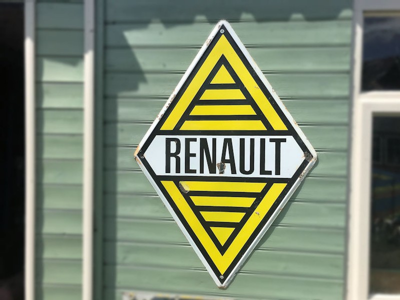Original enamel porcelain Renault dealership sign