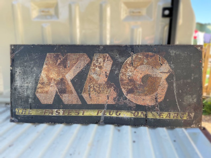 Original KLG The Fastest Plug On Earth tin sign