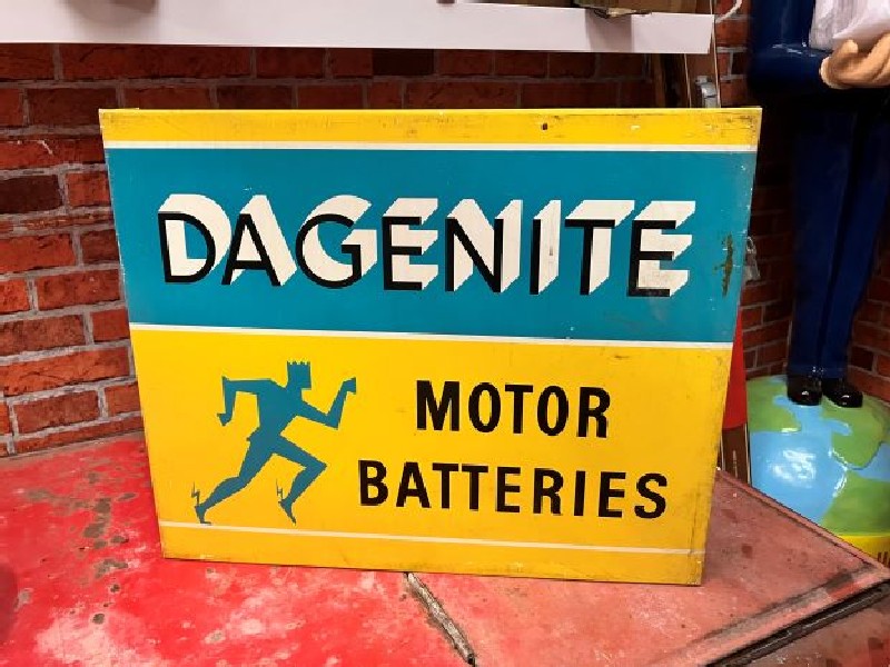 Dagenite motor batteries metal flange sign
