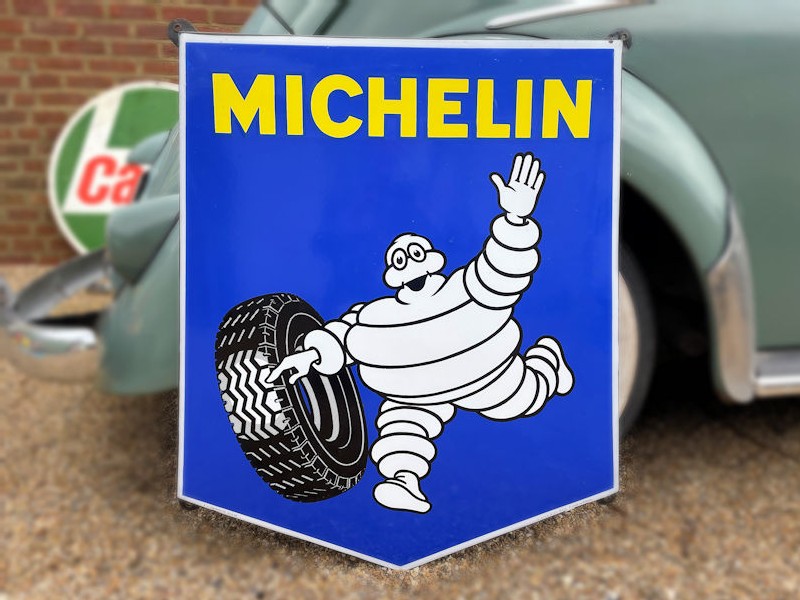 Original enamel Bibendum Michelin man tyre sign