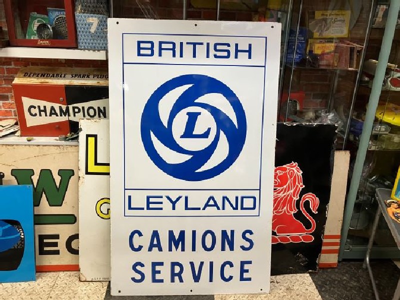 Large British Leyland camions service enamel sign