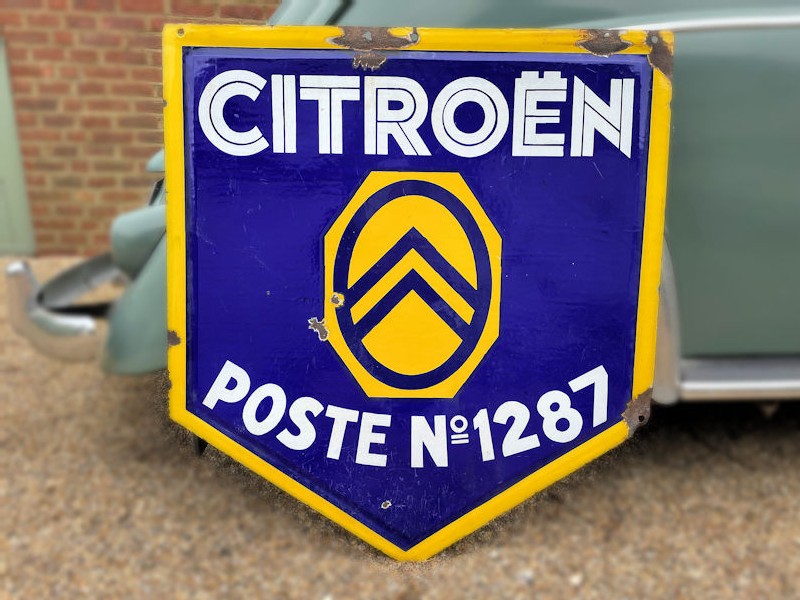 Original Double sided enamel Citroen dealership Poste No 1287 sign
